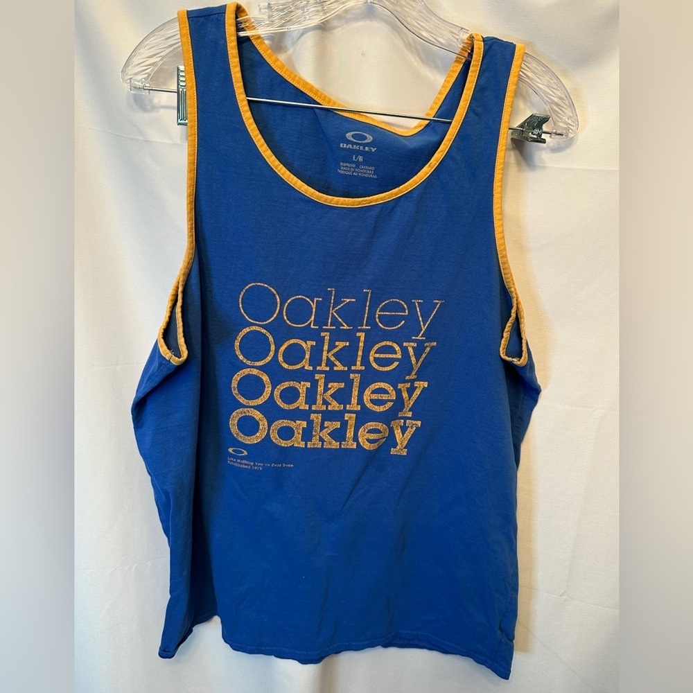 OAKLEY Men’s Logo Tank Top Size Large Blue Yellow Classic‎ Beach